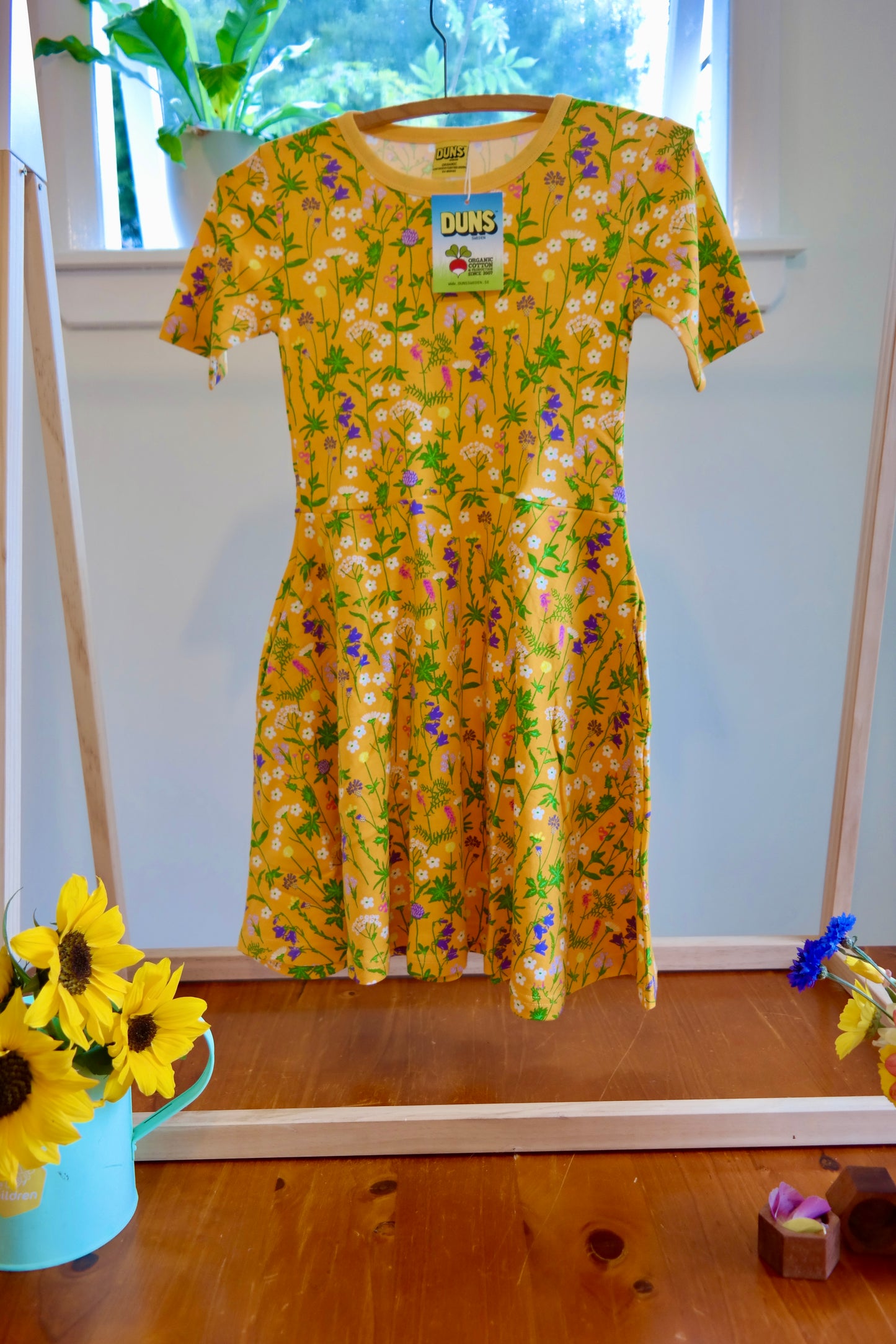 Short sleeve skater Dress - Wildflowers Orange