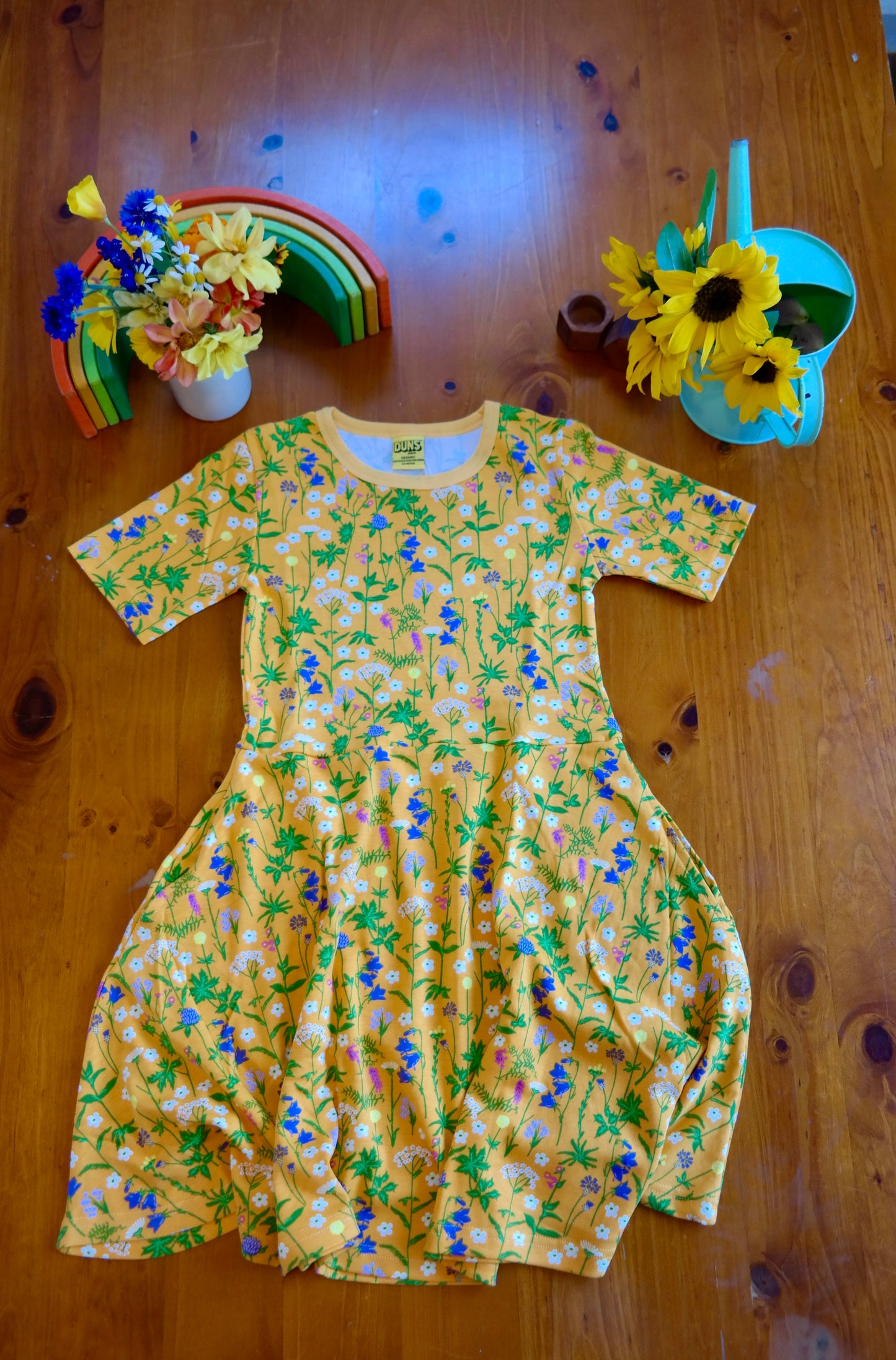 Short sleeve skater Dress - Wildflowers Orange