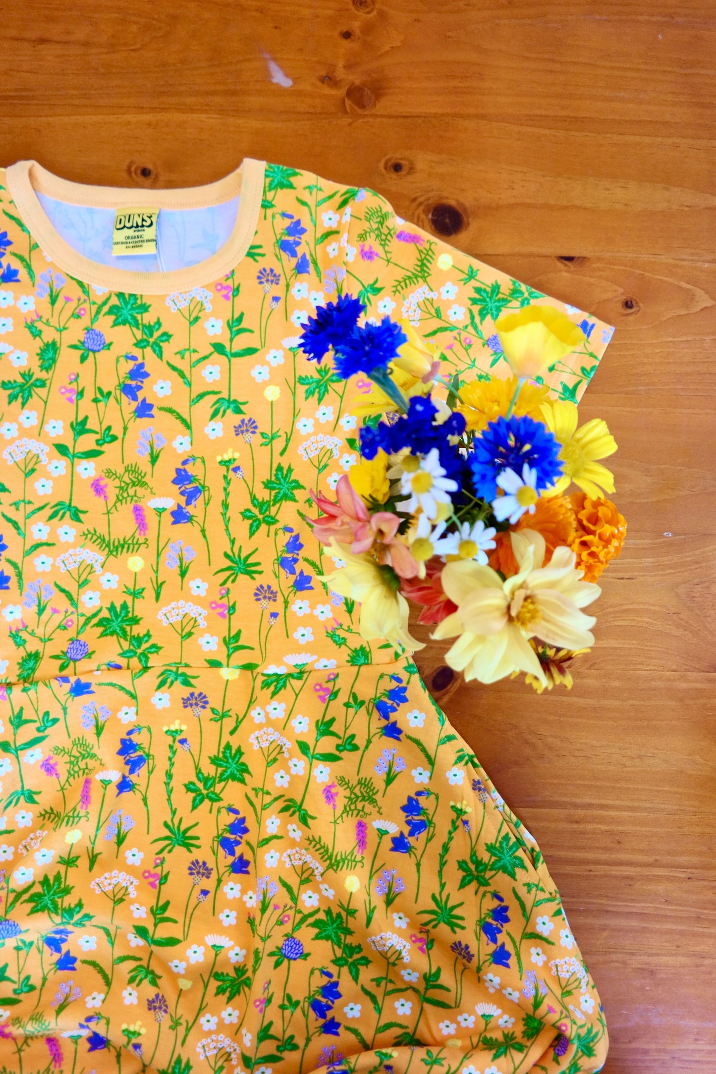 Short sleeve skater Dress - Wildflowers Orange